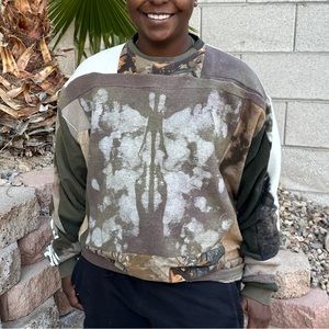 OOAK Upcycled patchwork Rorschach ink blot colorblock Sweatshirt - XL